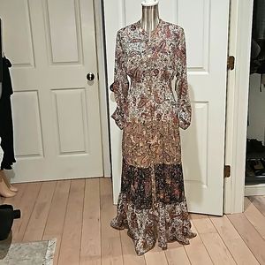 Bohemian Paisley Maxi Dress in Multi-Color